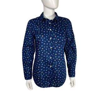 St. John’s Bay Tiny Butterfly Print Long Sleeve Button Down